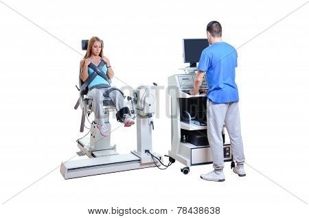 Sports Scientist Doing Performance Assessment. Modern Technology.