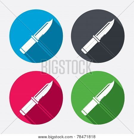 Knife sign icon. Edged weapons symbol.
