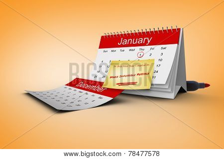 Composite image of new years resolutions on january calendar