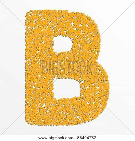 Vector multi color alphabet with grain texture, letter B