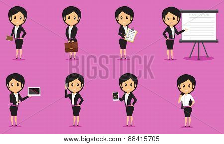 Cartoon Business Women Vector Set