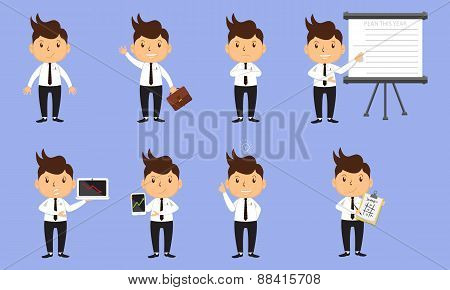Cartoon Business Man Vector Set