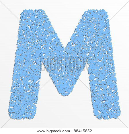 Vector multi color alphabet with grain texture, letter M