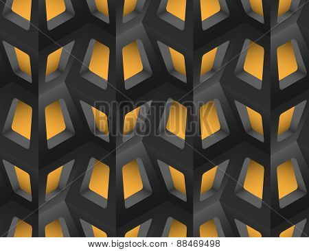 Window Lattice with Light 3d Seamless Pattern Vector