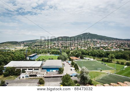 Football Stadium In Nitra City And Hill Zobor