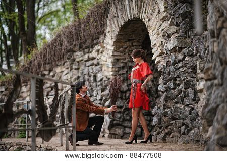 Young Beautiful Couple In The Park