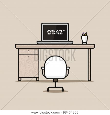 Vector illustration of work place, object for design