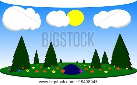 Flower Forest Glade. Vector. EPS10.