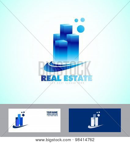 Real Estate Blue Skyscraper Logo