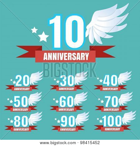 Set Of Anniversary Emblems