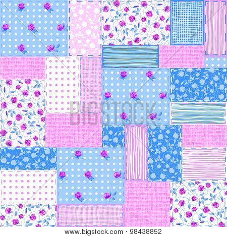 Seamless Square Patchwork Background. Vector Illustration.