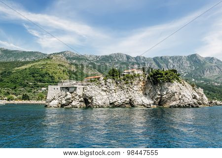 Island-hotel Of Sveti Stefan In Montenegro On A  Summer Day