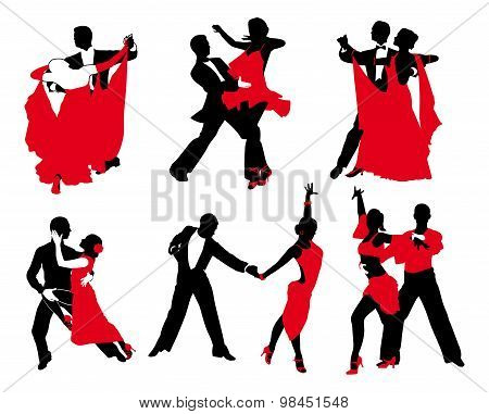 Vector Set Of Red And Black Couples