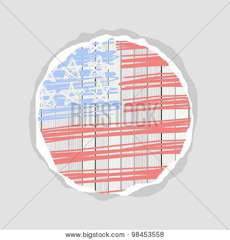 American Flag Stars Stripes And Blank Round Torn Paper 4th July Patriotic Background