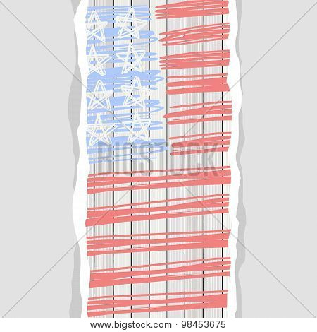 American Flag Stars Stripes And Blank Vertical Torn Paper 4th July Patriotic Background