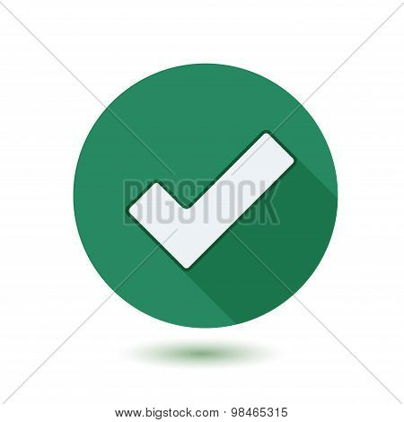 Abstract check symbol with long shadow for design