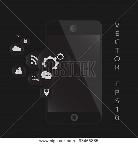 Mobile Phone Black media icons