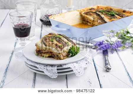greek moussaka with ground meat 