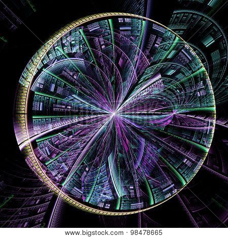 Abstract fractal tech background computer-generated image