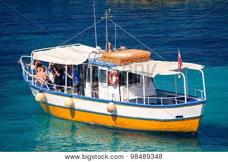 Sightseeing Boat At Comino Island, Malta