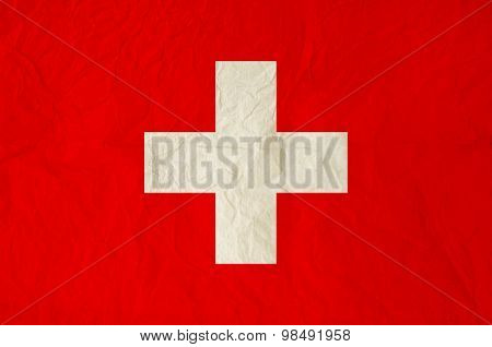 Flag Of The Switzerland With Vintage Old Paper