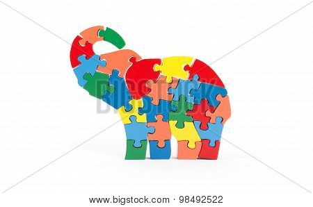Colorful Puzzle Pieces In Elephant Shape