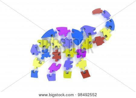 Colorful Puzzle Pieces In Elephant Shape