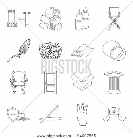 history, fishery, fitness and other  icon in outline style. hairdresser, cooking, traveling icons in set collection.