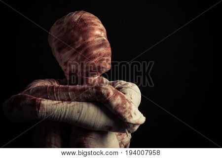 Frightening Blood Spattered Mummy Looks Left