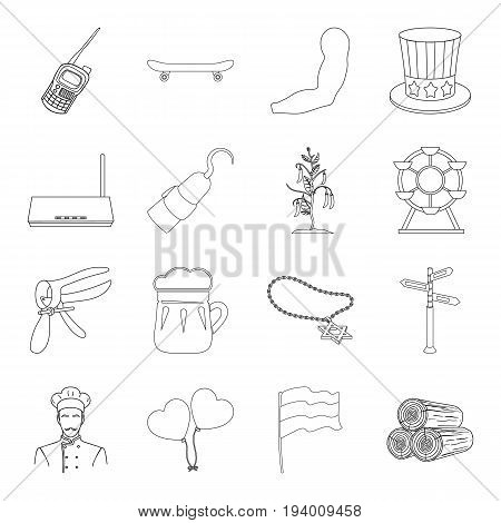 Food, sport, sanitary ware and other  icon in outline style.Medicine, alcohol, security icons in set collection.