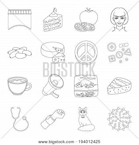 spines, medicine, sports and other  icon in outline style.animal, sewing, fan, service icons in set collection.