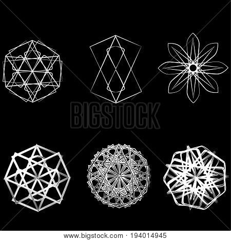 Geometric pattern symbols fractale pentagram astrology stamp label