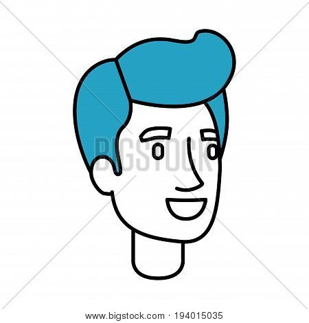 silhouette color sections of man face with pompadour blue hair vector illustration