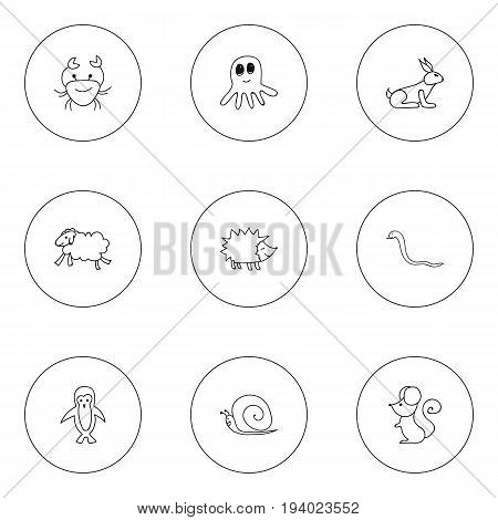 Set Of 9 Editable Animal Icons. Includes Symbols Such As Serpent, Cancer, Rabbit And More. Can Be Used For Web, Mobile, UI And Infographic Design.