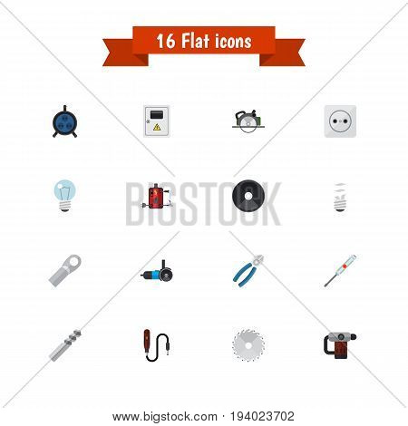 Set Of 16 Editable Electrical Icons. Includes Symbols Such As Receptacle, Connection, Turn-Screw And More. Can Be Used For Web, Mobile, UI And Infographic Design.