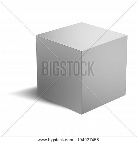 realistic cube with shadow on white background vector illustration
