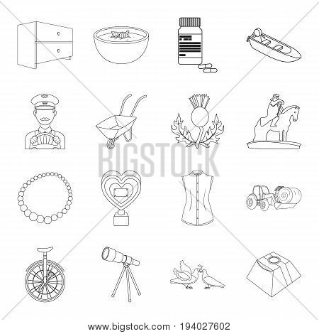education, medicine, fashion and other  icon in outline style.history, wedding, service icons in set collection.
