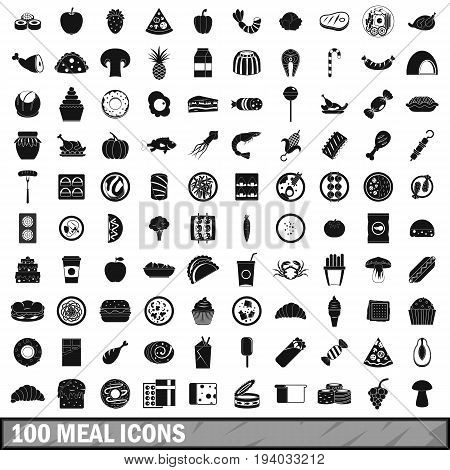 100 meal icons set in simple style for any design vector illustration