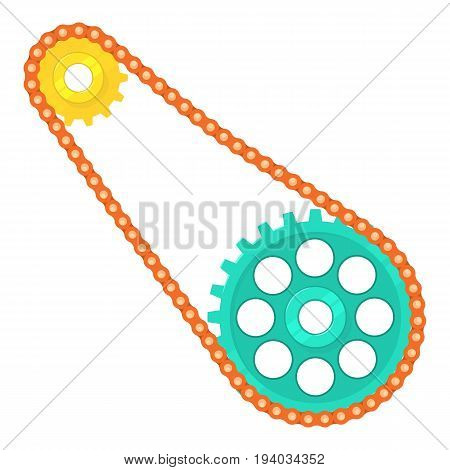 Chain with cogwheels icon. Cartoon illustration of chain with cogwheels vector icon for web isolated on white background