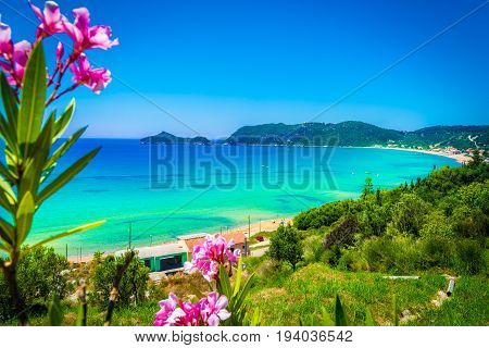Amazing view at Agios Georgios Pagon beach in Corfu island Greece