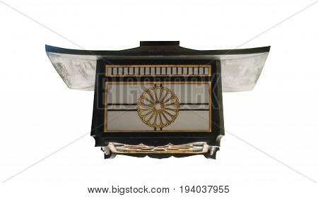 Japanese green wooden lantern isoalted on white