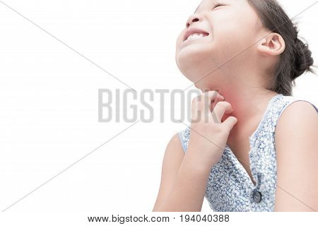Asian Girl Scratch The Itch With Hand Isolated