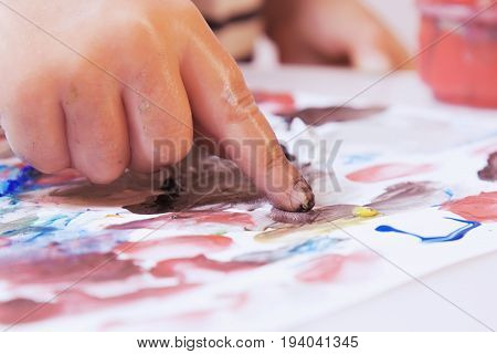 great artist (humorous picture) Child girl paintind