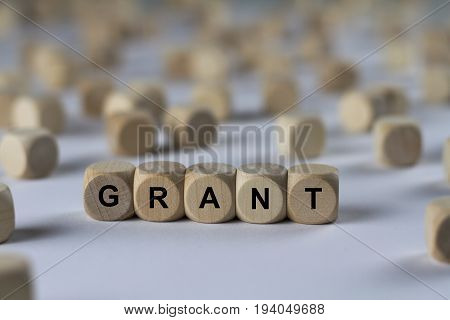 Grant - Cube With Letters, Sign With Wooden Cubes