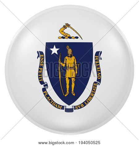 Massachusetts State Flag Button