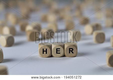 Her - Cube With Letters, Sign With Wooden Cubes