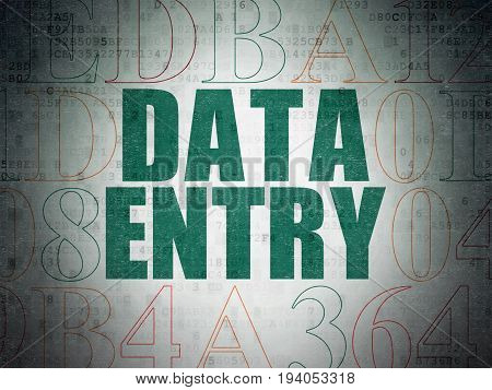Data concept: Painted green text Data Entry on Digital Data Paper background with Hexadecimal Code