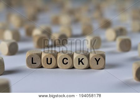 Lucky - Cube With Letters, Sign With Wooden Cubes
