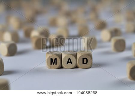 Mad - Cube With Letters, Sign With Wooden Cubes