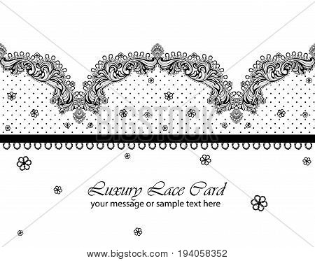 Vintage delicate Lace card. Handmade ornament for invitations, prints, decor, greetingcards. Vector illustrations